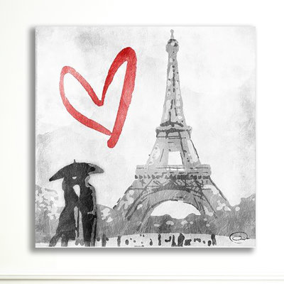 Love in Paris 1 Piece Wrapped Canvas Painting
