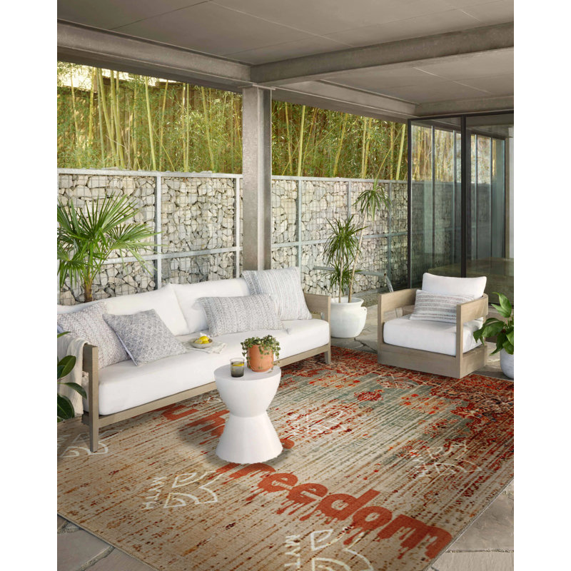Tapis décoratif moderne à motifs textuels «You Have Freedom» de la collection Écrite, Rectangle 5 pi 1,02 po x 7 pi 6,55 po