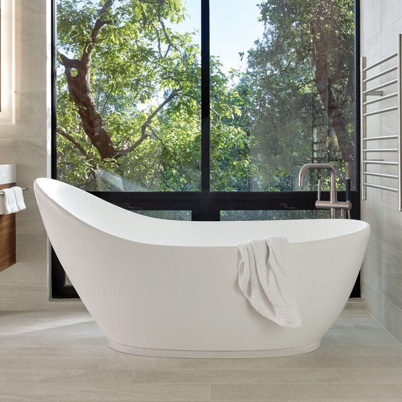 MTI Savoy 65.75" Freestanding Soaking Bathtub, White/Matte