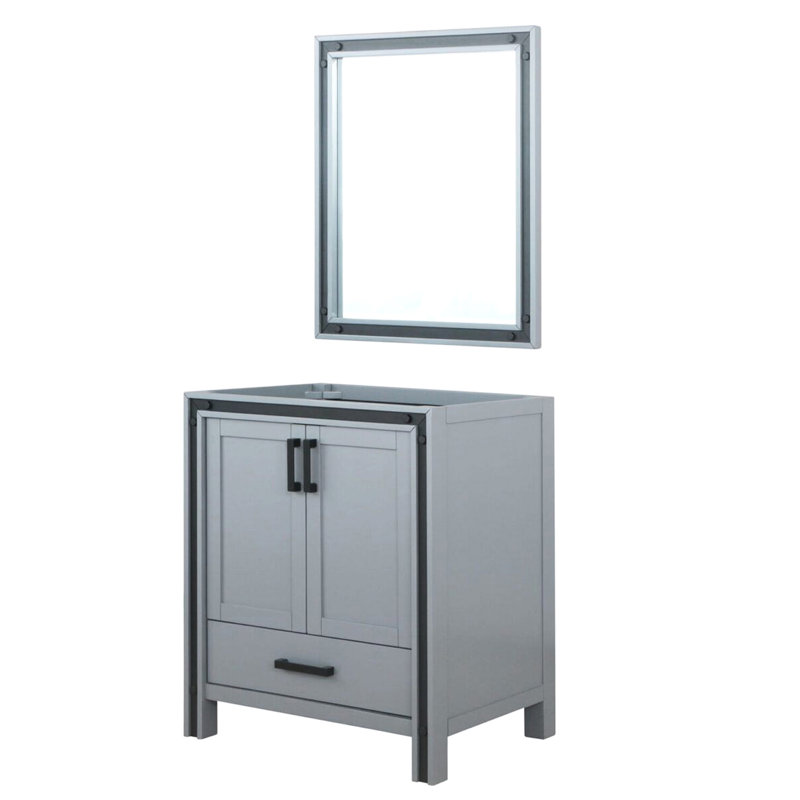 Meuble-lavabo gris foncé 30 po X 22 po avec miroir 28 po et rangement modulable P P - Armoire entièrement assemblée