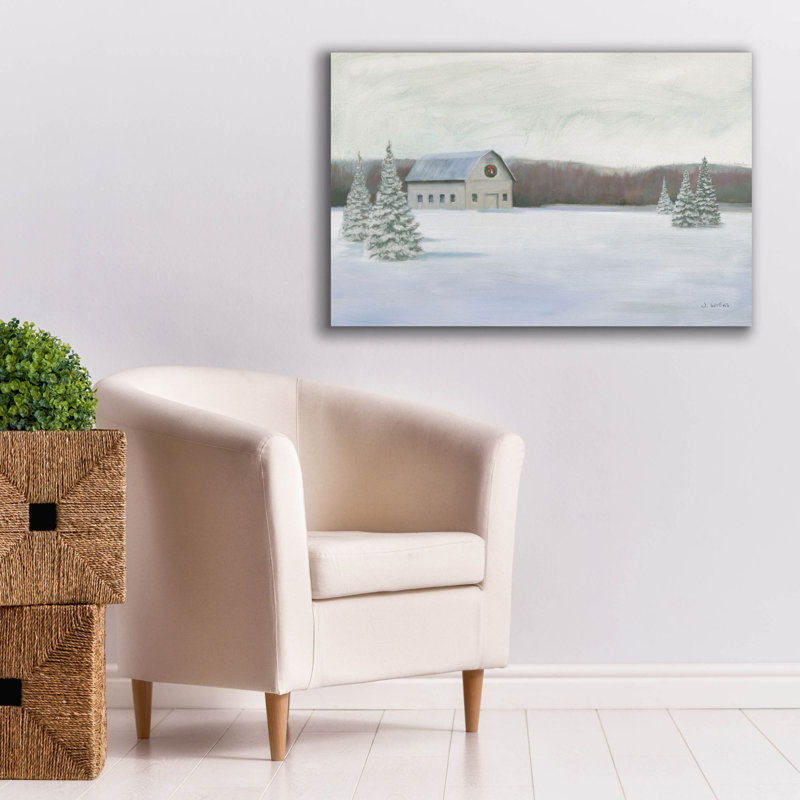 «Holiday Winter Barn» par James Wiens, art mural sur toile, H 26 po x l 40 po x P 1,5 po