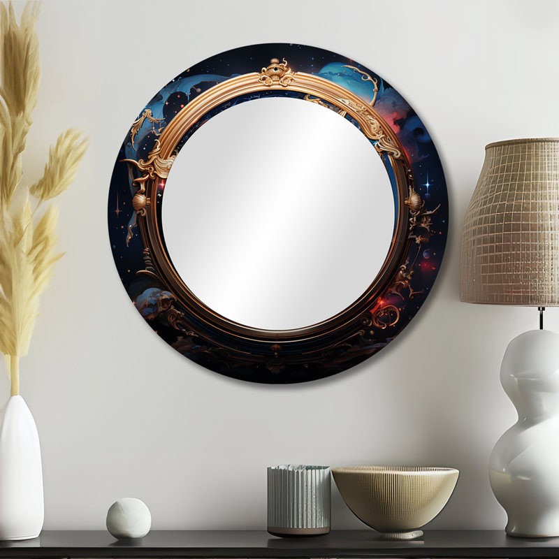 Horloge métaphysique, miroir mural unique, 23 po x 23 po