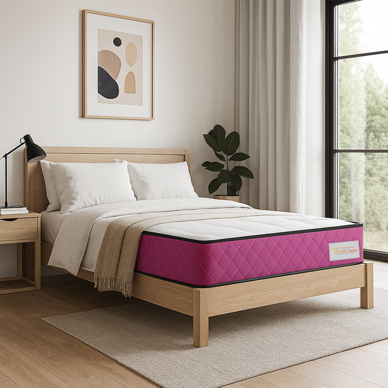 Twinkle Sleep Kids Coil Pink Mattress-Memory Foam & Open Coil Spring Design, Small Double (4')