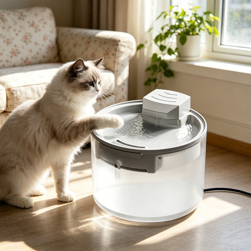 Distributeur d'eau automatique filtré 1,5 L, 6,69 x 6,69 x 5,51 po, blanc, Blanc