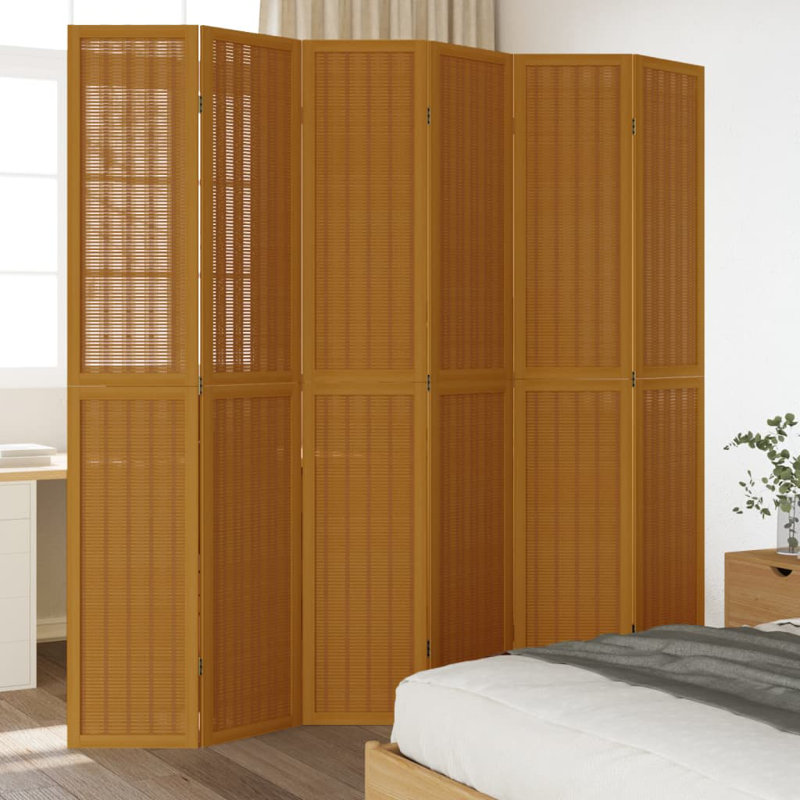 Aleinah 215cm W 6 - Panel Solid Wood Folding Room Divider, 220cm H x 215cm W