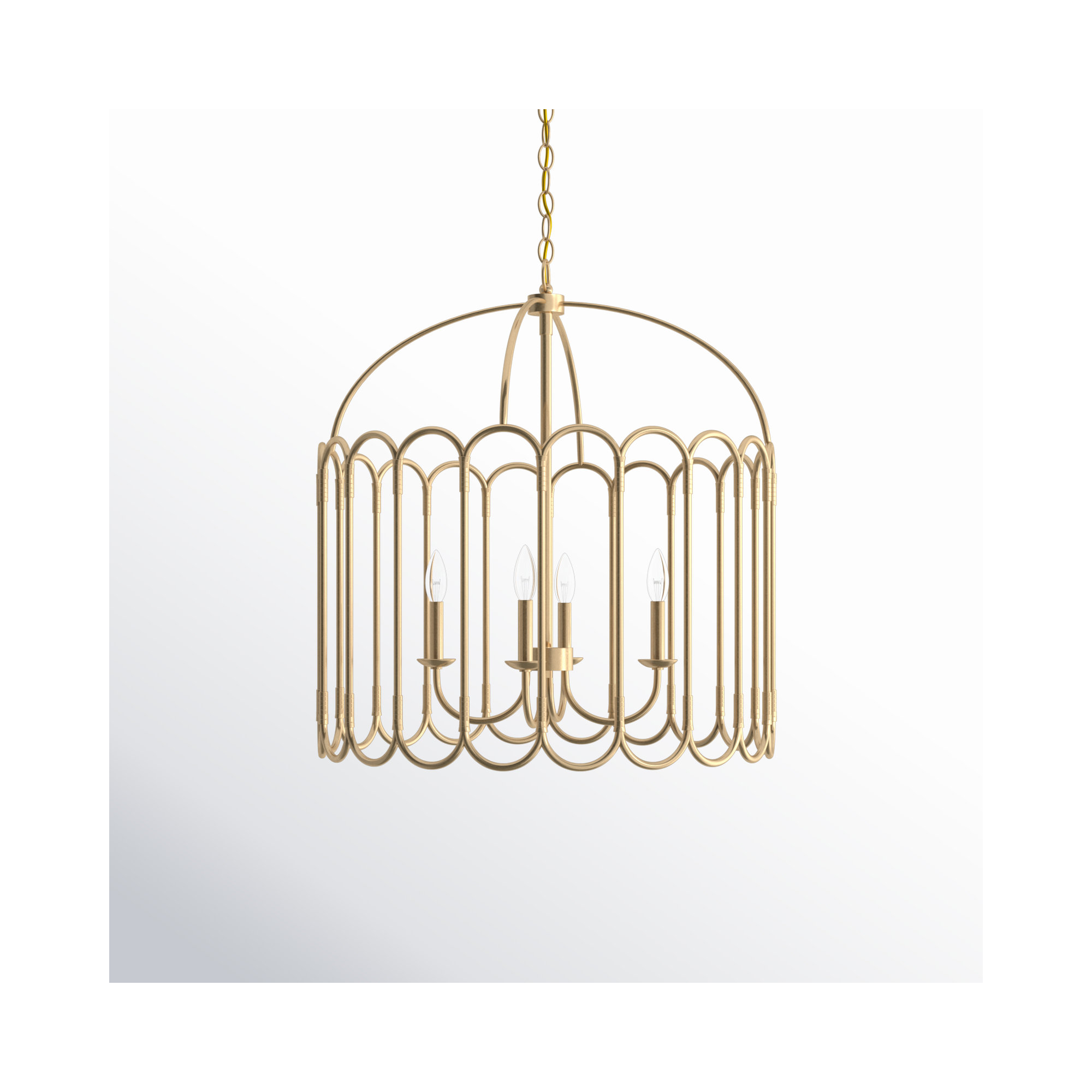 4-Light Metal Pendant, Natural Brass