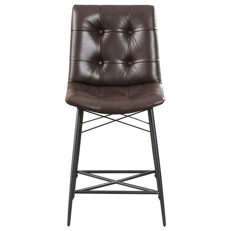 Tabouret touffeté à hauteur de comptoir (ensemble de 2), Brun