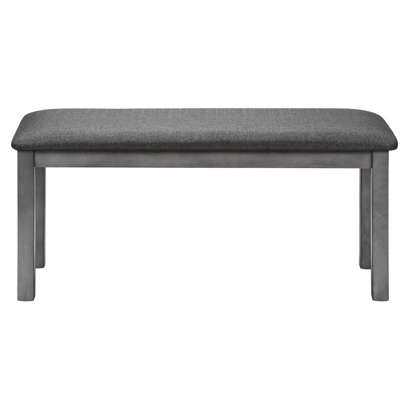 Banc rembourré gris de 42 po pour la salle à manger - transitionnel, structure en bois massif, rembourrage en mousse épaisse