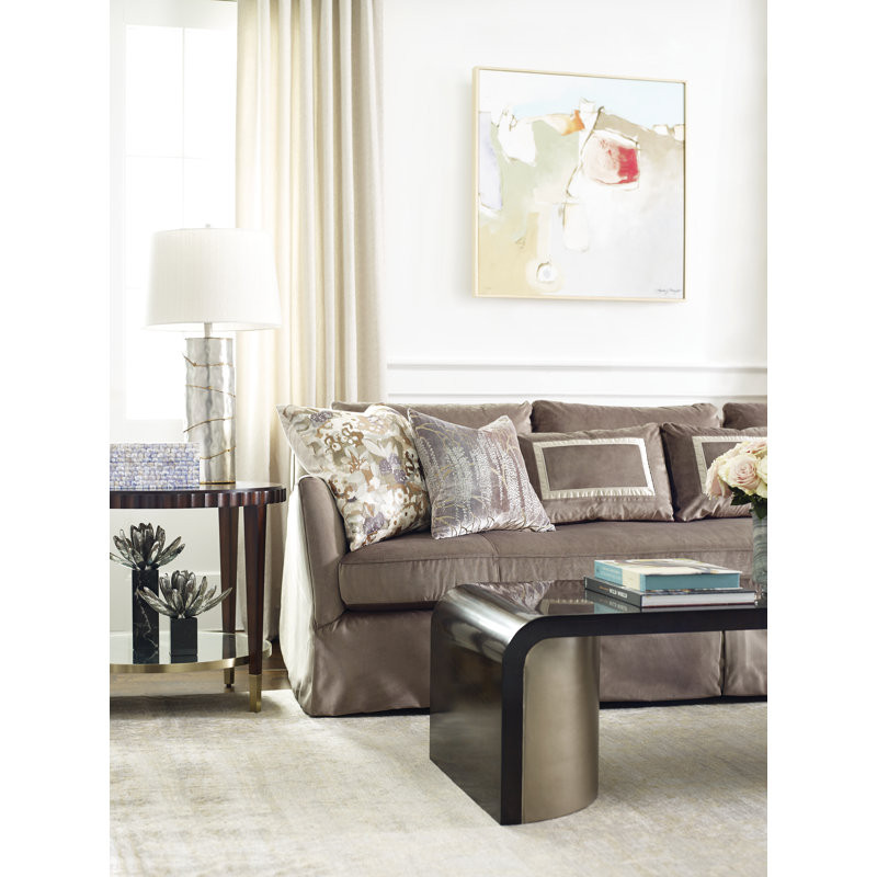 Willow Metallic Rectangular Velvet Pillow Cover & Insert, Coyote, Rectangle 14"H x 20"W