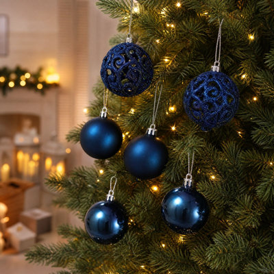 Décorations de Noël - 1 boîte de 6 ornements de 8 cm pour sapin de Noël, à suspendre chez soi, pour les fêtes de fin d'année - Cadeau