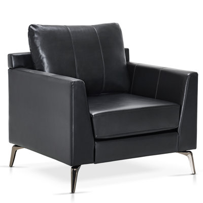 Dametrius 2 Set Modern Accent Chair, Faux Leather Upholstered Lounge Armchair