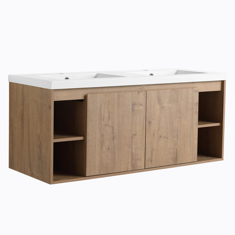 Meuble-lavabo double 47,25 po avec plateau en résine Hazlie