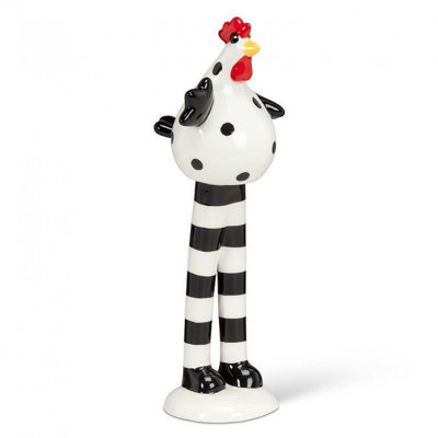 Figurine de poulet à pois avec pattes rayées