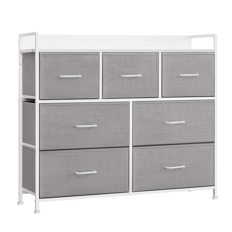 Aeronwy 98cm W 7 - Drawer Chest of Drawers, Dove Grey/White