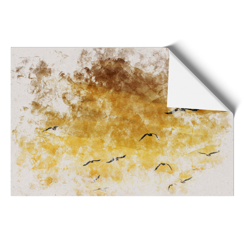 Flying Seagulls At Sunset Watercolour - No Frame Print, 21cm H x 30cm W x 0.1cm D