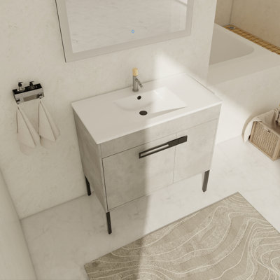 Brodench 36.03'' Free Standing Single Bathroom Vanity with Ceramic Top -  Ebern Designs, CF1C4FCB18824BE4A8BC968FBD4E895E