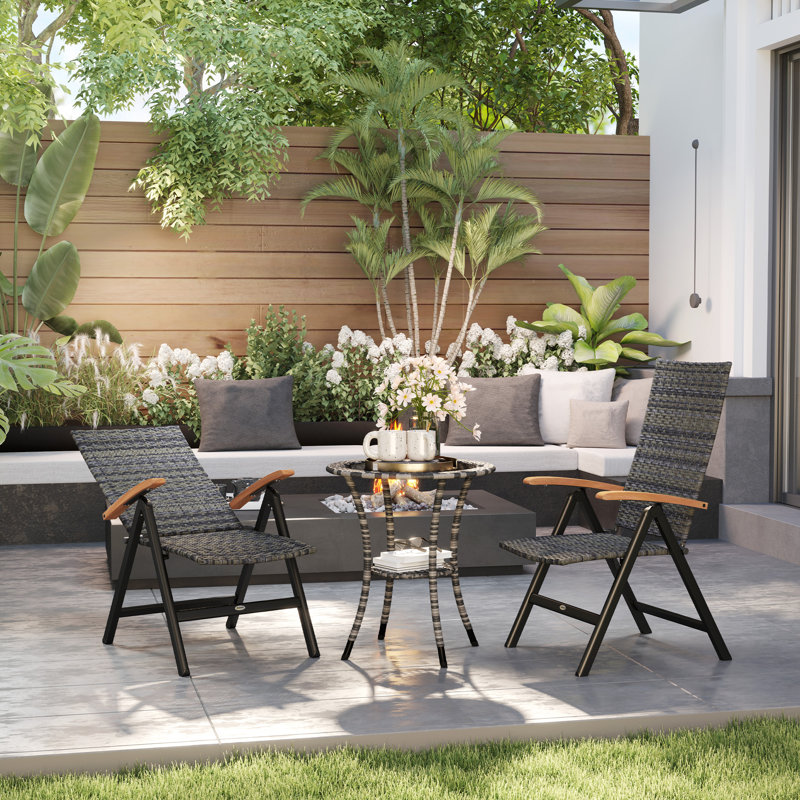 Folding Patio Dining Armchair, Dark Grey