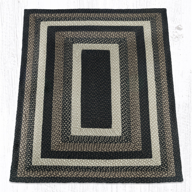  Mocha/Frappuccino Oblong Braided Rug Handwoven Jute, Rectangle 4' x 6'
