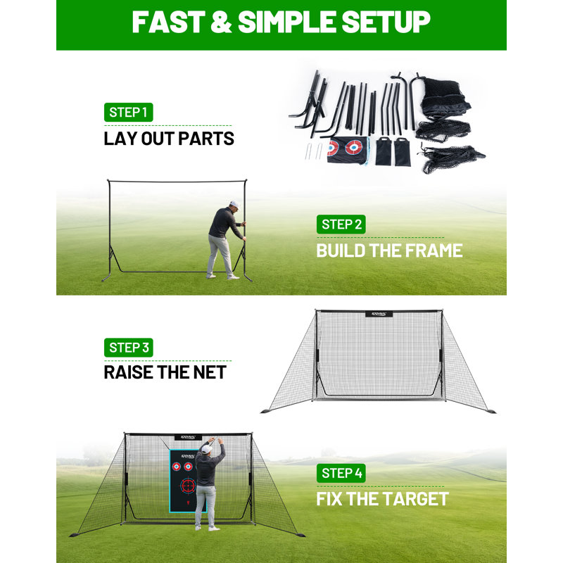 Golf Practice Net 10×7Ft With With Target Cloth & Carry Bag For Driving, Chipping & Swing Practice