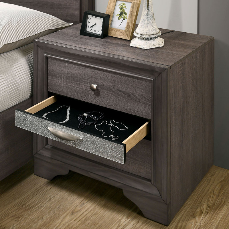 Ensemble de chambre à coucher 3 pièces Sana, Gris, 2 Pieces: Bed, Chest, Grand