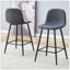 Ensemble de chaises de bar en tissu de lin gris foncé - deux pièces, confort stable. Conception réfléchie du dossier arrondi, convenant pour les bars, les salons et les bars-293215035