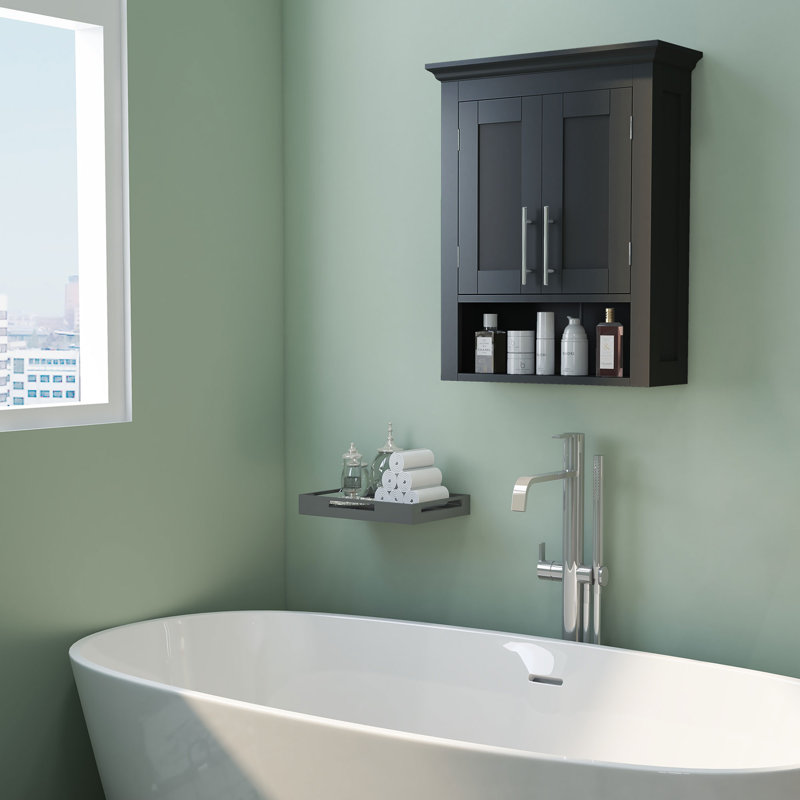 Bathroom Wall Cabinet Medicine Cabinet with Shelf, Black