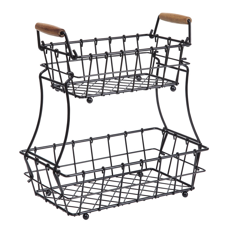 2-Tier Metal Rectangle Countertop Wire Basket