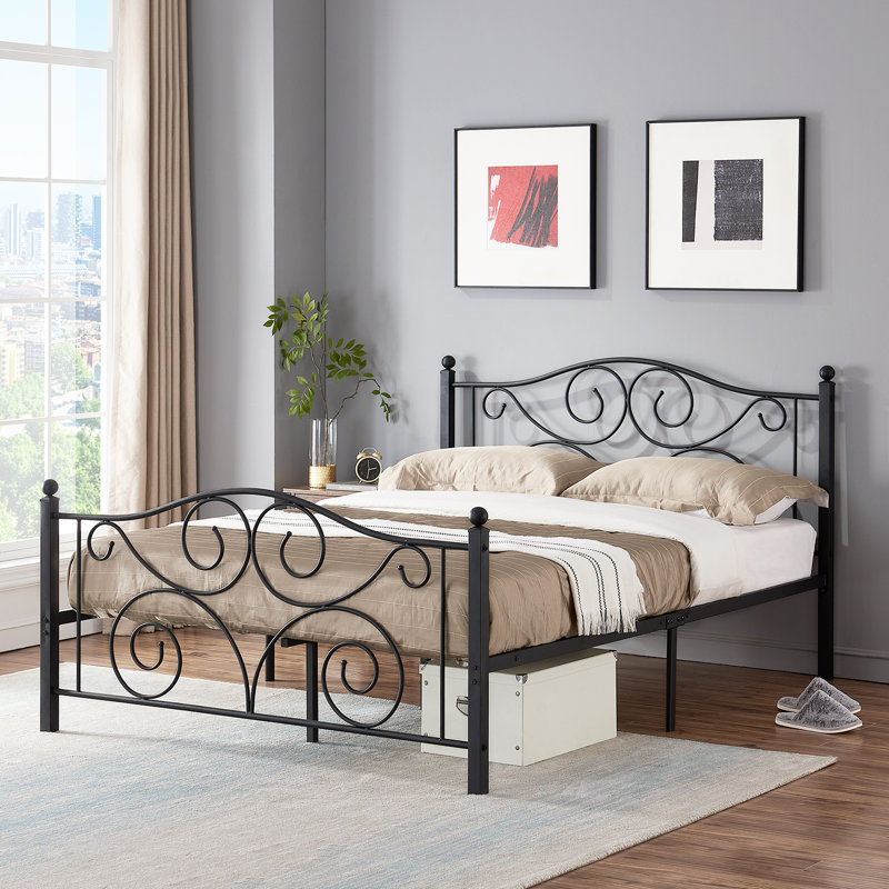 Auxter Steel Piece Bedroom Set, Full, Black/Brown
