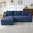 Multifunctional Blue Corduroy Sofas, Comfortable Modular Design For Home