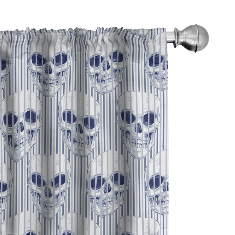Paire de rideaux semi-transparents avec passe-tringle Skull, 28 po x 95 po
