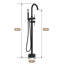 Robinet de baignoire à fixation au sol, robinet autoportant pour robinet de baignoire, robinets de douche à haut débit, mélangeur de douche pivotant avec douchette à main, débit maximal de 7,4 gal / min, noir mat