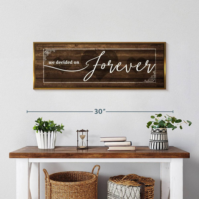 Plaque murale «Forever Love», Cadre flottant doré, 28 po x 10 po