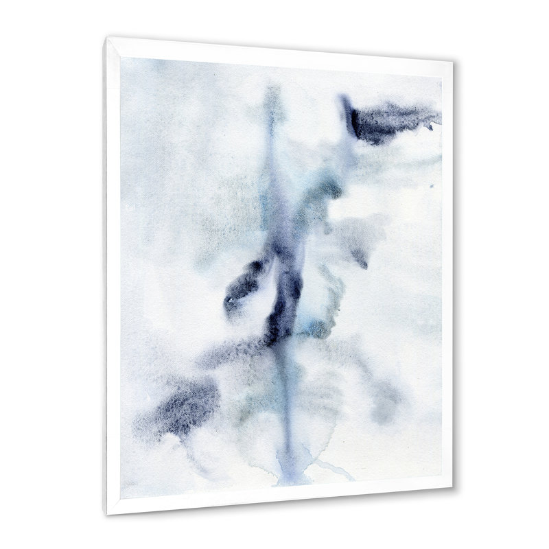 «Abstract of Dark Blue Clouds V», peinture sur toile encadrée, H 32 po x l 16 po x P 1 po, Toile blanche encadrée