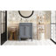 Meuble-lavabo de 61 cm (24 pouces) avec lavabo intégré, armoire de rangement moderne à 2 niveaux, de couleur grise et de structure en bois massif.