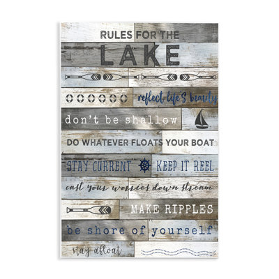 Advice from the Lake List Rustic Plank Pattern by Natalie Carpentieri - Wrapped Canvas Textual Art