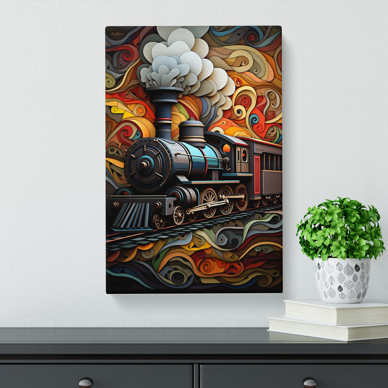 Steam Train Geometric - No Frame Print, 60cm H x 40cm W x 3cm D