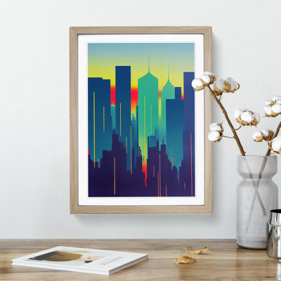 Enticing City Skyline Abstract - Framed Print