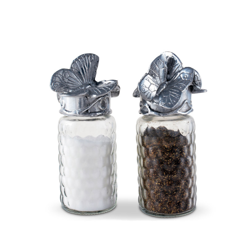 Butterfly Design Hand-Crafted Glass Salt and Pepper Set