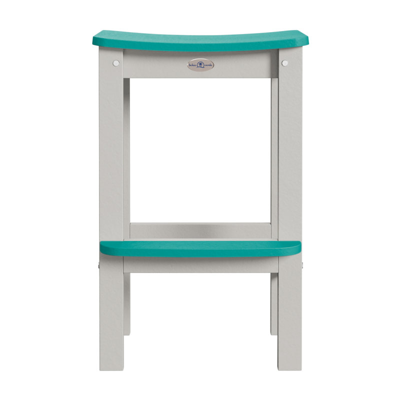 Tabouret de bar sans dossier Shoreline, Gris anse / bleu verre de mer