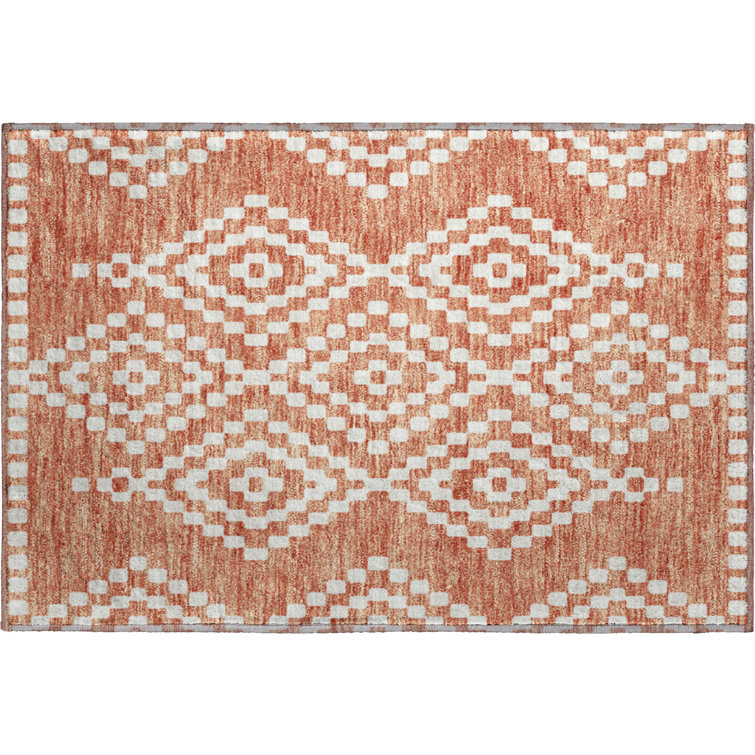 Premium Machine Washable Prisco Salmon Rug