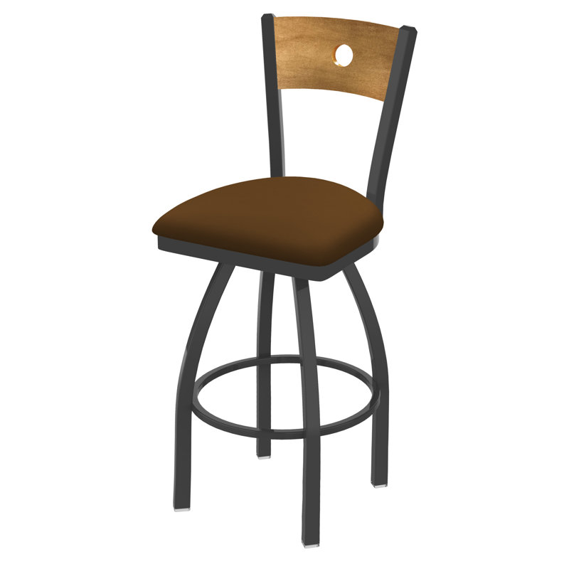 830 Voltaire Swivel Bar & Counter Stool, Medium Maple, Canter Thatch Vinyl / Bronze Frame, Bar Stool (30" Seat Height)