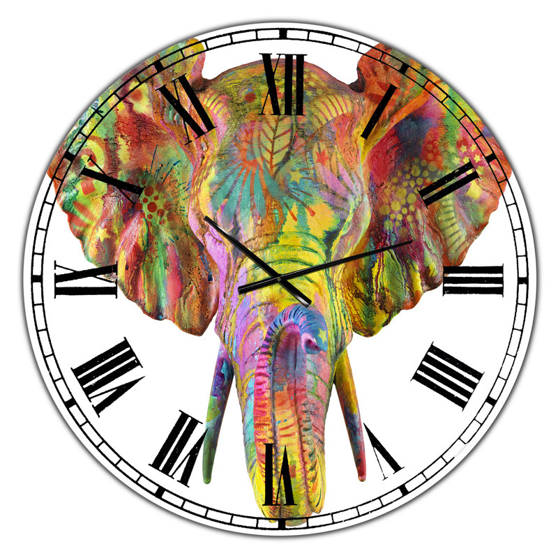 Horloge murale surdimensionnée Rainbow Elephant, Moyen
