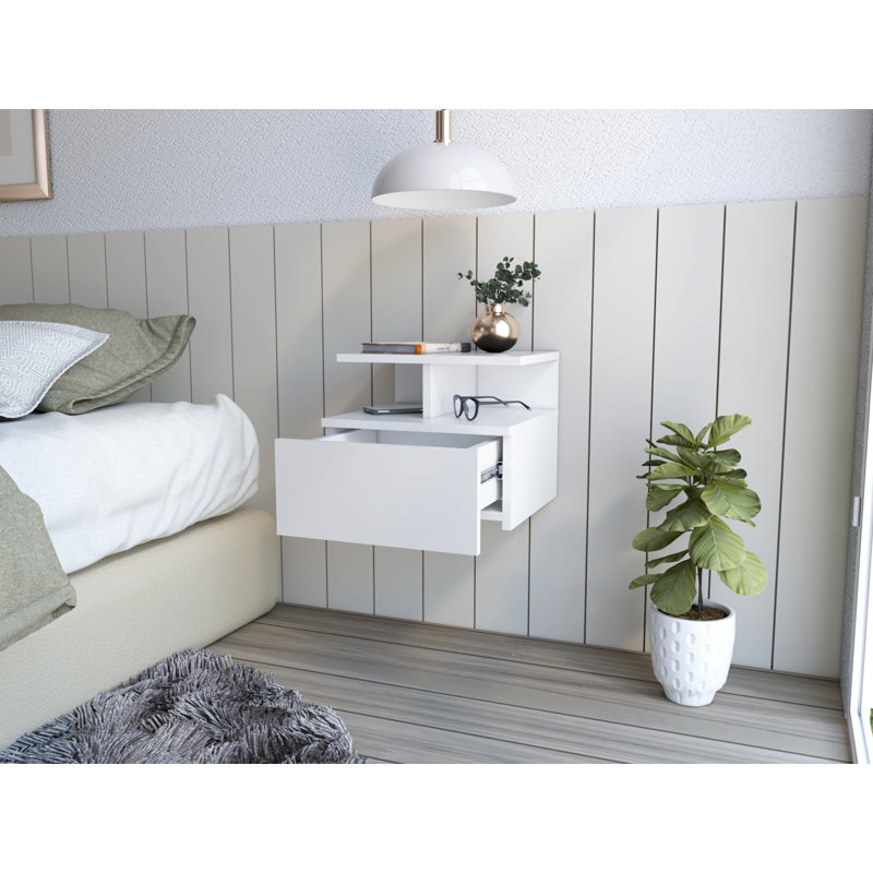 Reister Floating Nightstand Flopini, One Drawer, White