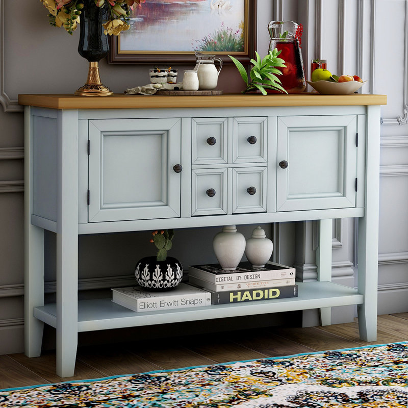 Eagarville Sideboard,entryway table,Console Table,sideboards and buffets,buffet table with Bottom Shelf, Lime White/Yellow