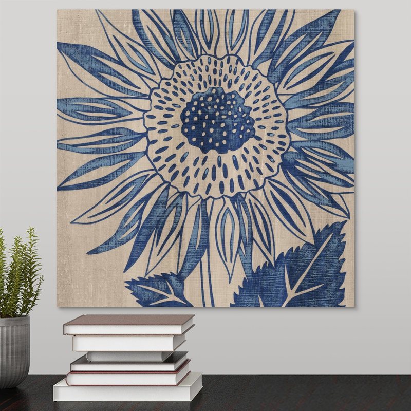 Indigo tournesol - imprimé, H 16 po x l 16 po x P 1,5 po, Toile