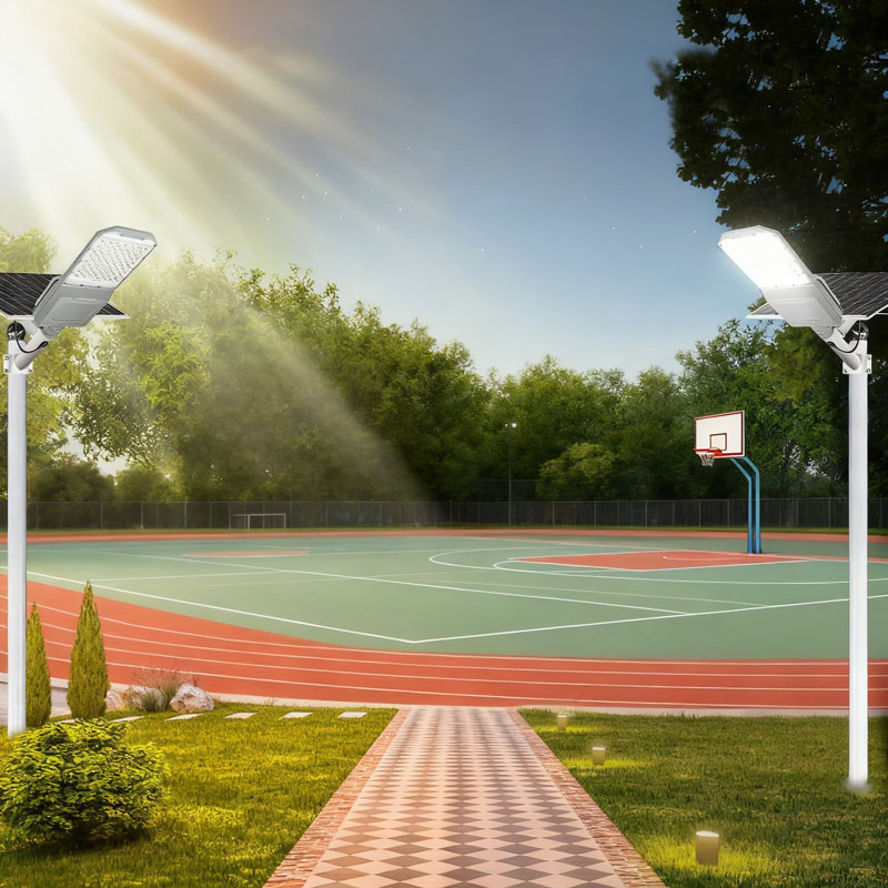 Réverbère solaire 6000W avec télécommande, projecteur de sécurité extérieur étanche IP67 pour stationnements, rues, jardins, stades, fonctionnement du crépuscule à l'aube