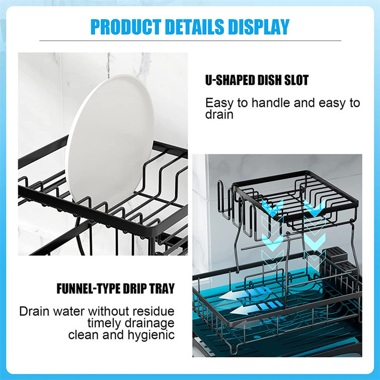 Multifunctional Stainless Steel 2 Tier Dish Rack YITAHOME