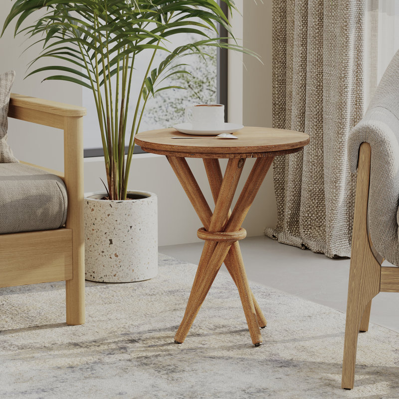 Farmhouse Round Wood End Table