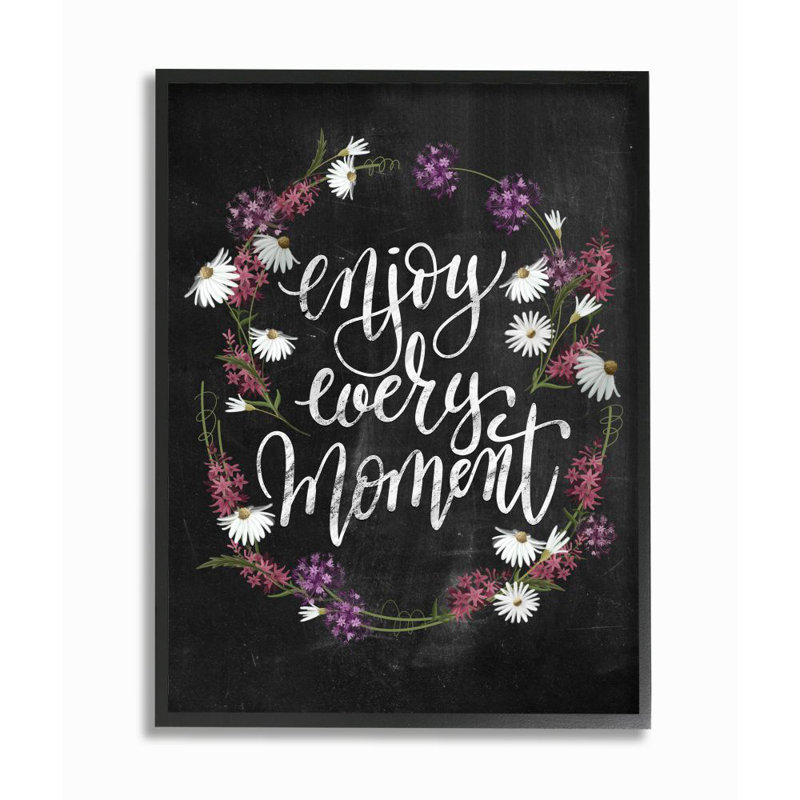 "regarder chaque moment fleur texturé tableau noir design" par maison fenway-impression sur image