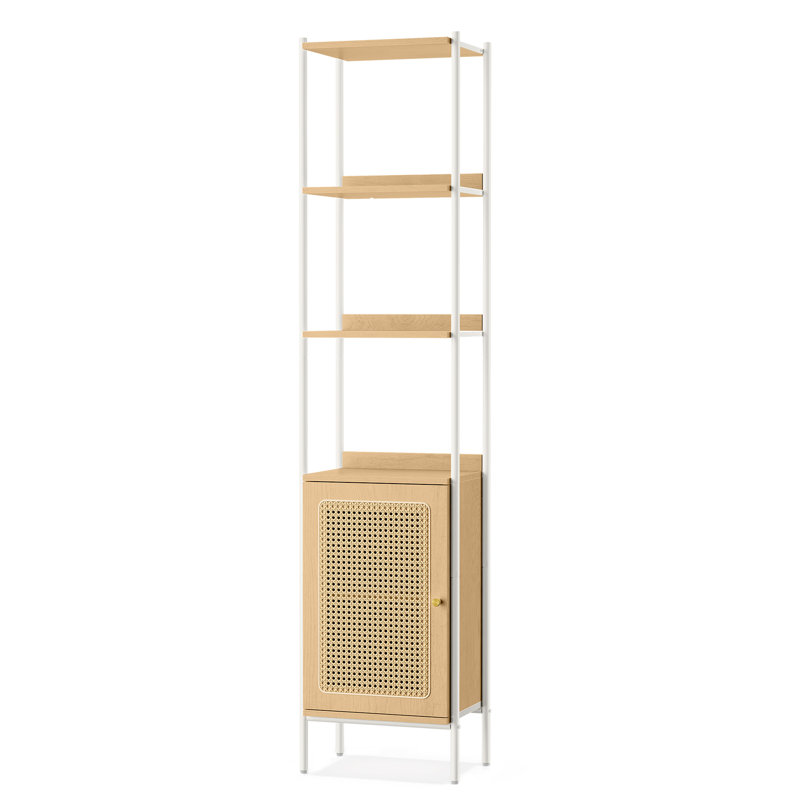 Amelius 40cm W Steel Etagere Bookcase, White/Natural